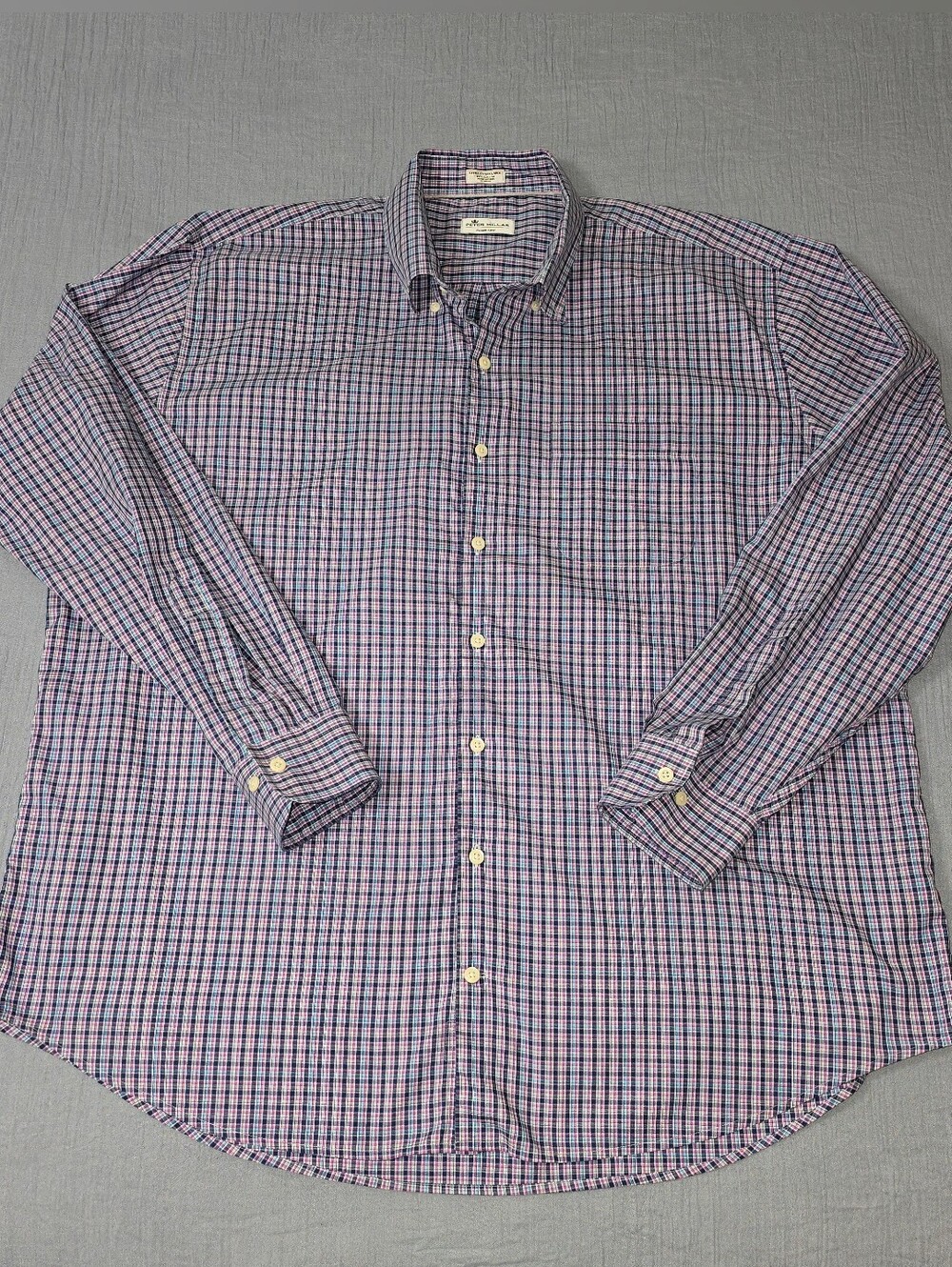 Peter Millar Men's Crown Ease Check Button-Down Shirt in Purple and Blue